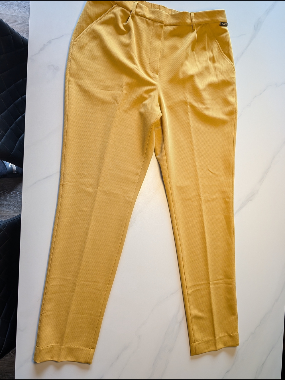 Slim Ponte Pull-On Pants in Mustard Yellow